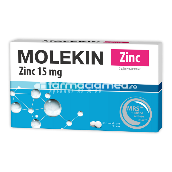 Imunitate - Molekin Zinc 15 mg, 30 comprimate filmate, Zdrovit, farmaciamea.ro