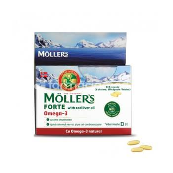 Afecțiuni cardio și colesterol - Mollers forte omega 3 + cod liver oil x 150cps, farmaciamea.ro