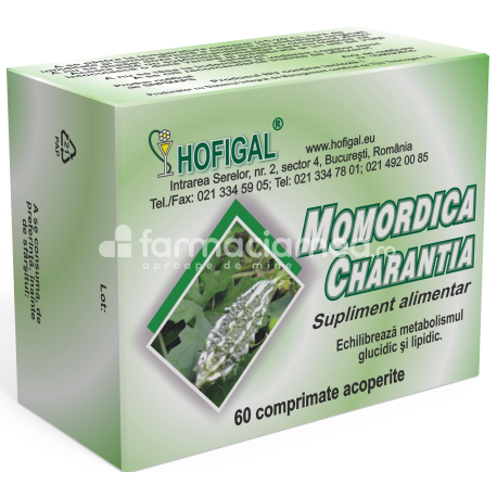 Suplimente naturiste - Momordica charantia, regleaza nivelul sanguin al trigliceridelor si colesterolului, de la 7 ani, 60 comprimate, Hofigal, farmaciamea.ro