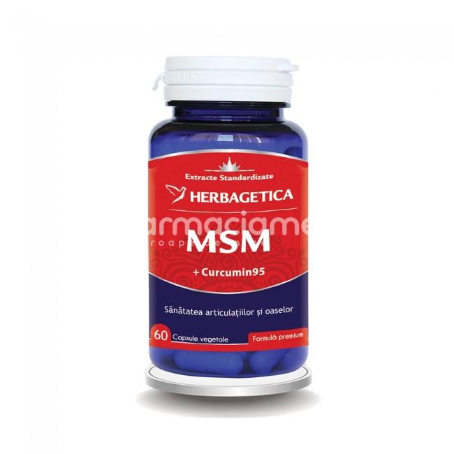Suplimente articulații - MSM + Curcumin95, 60 capsule, Herbagetica, farmaciamea.ro
