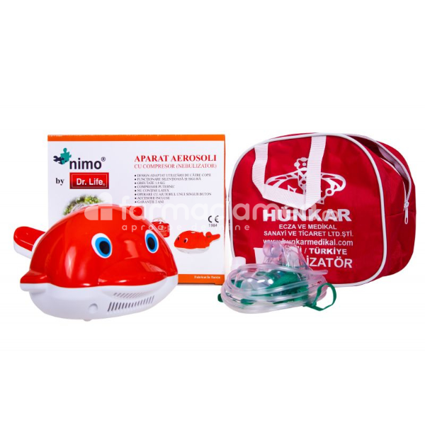 Nebulizatoare - Aparat pentru aerosoli cu compresor, nebulizator sub forma de delfin, Dr Life, farmaciamea.ro