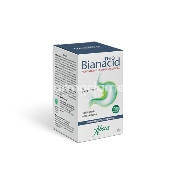 Antibalonare și antiflatulență - Aboca NeoBianacid aciditate si reflux gastric, 14 comprimate masticabile, farmaciamea.ro