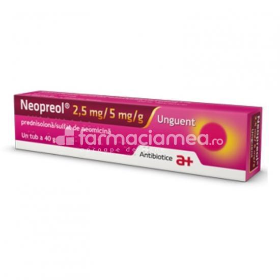 Afecțiuni ale pielii OTC - Neopreol 2,5 mg/5 mg/g unguent 40g, Antibiotice, farmaciamea.ro