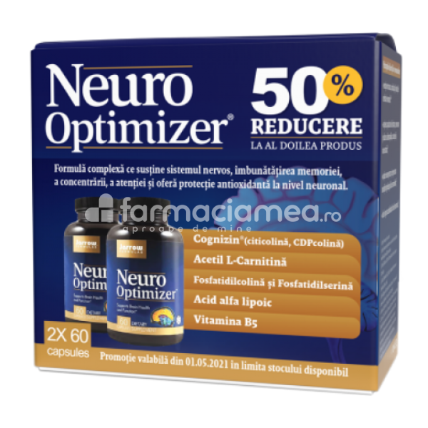 Sănătatea sistemului nervos - Neuro Optimizer, 60 comprimate, oferta 1+1- 50%, Secom, farmaciamea.ro