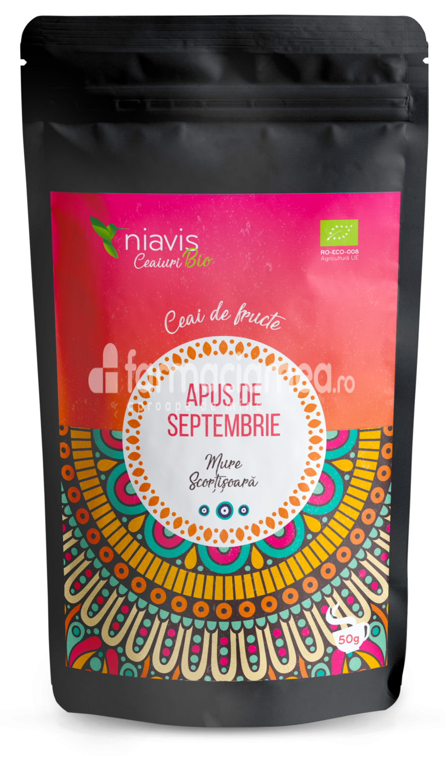 Ceaiuri - Niavis Ceai ecologic Bio "Apus de septembrie", aroma de mure si scortisoara, 50 g, farmaciamea.ro