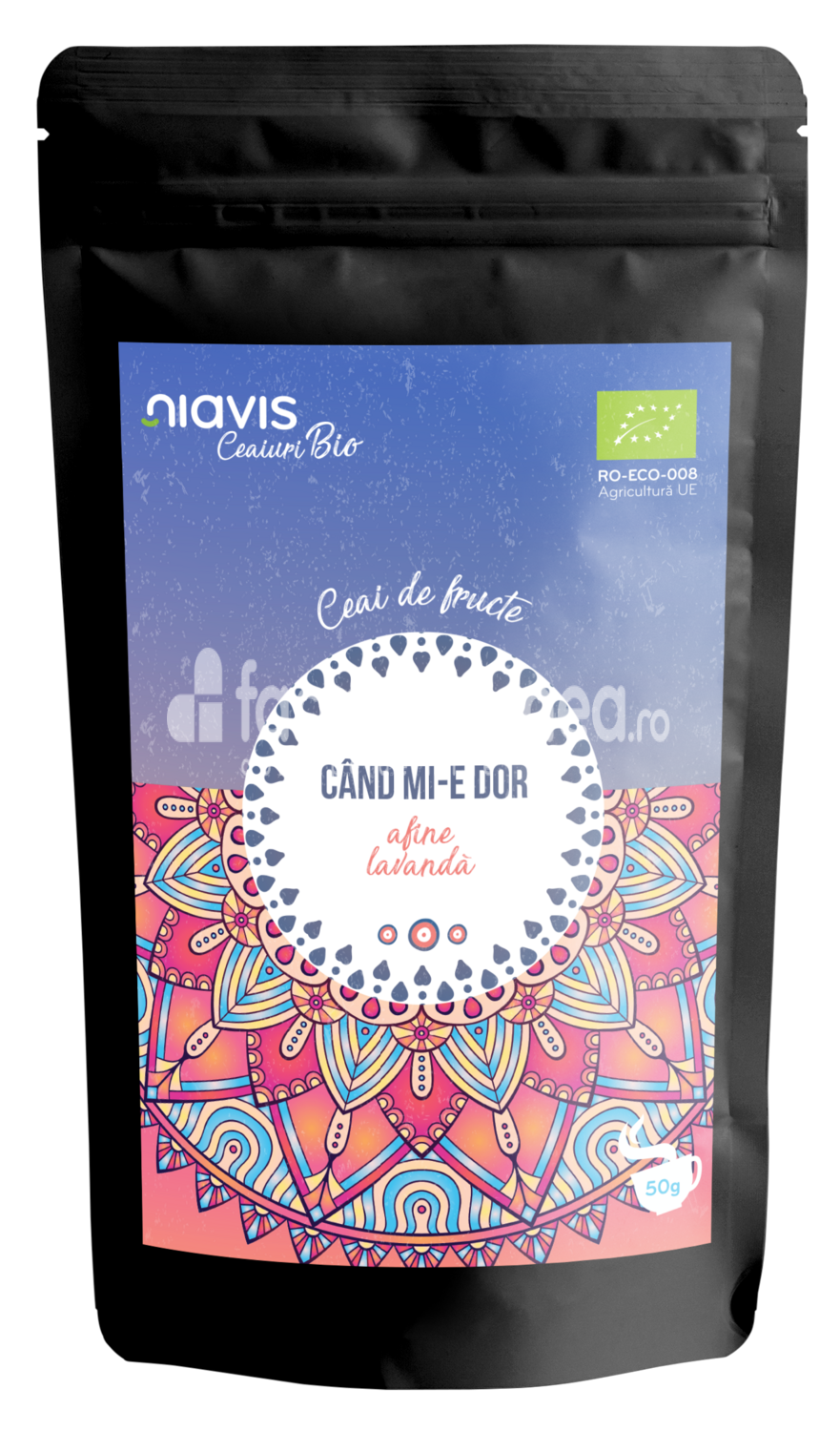 Ceaiuri - Niavis Ceai ecologic Bio "Cand mi-e dor", aroma de afine si lavanda, 50 g, farmaciamea.ro