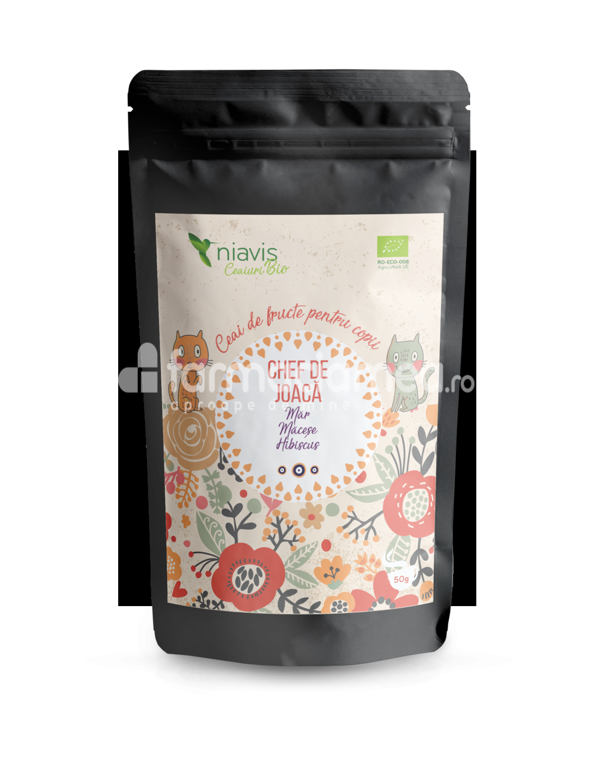 Ceaiuri - Niavis Ceai pentru copii ecologic Bio "Chef de joaca", aroma de mar, macese si hibiscus, 50 g, farmaciamea.ro