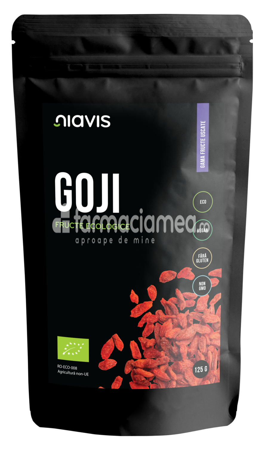 Alimente și băuturi - Niavis Fructe de goji ecologica Bio, 125 g, farmaciamea.ro
