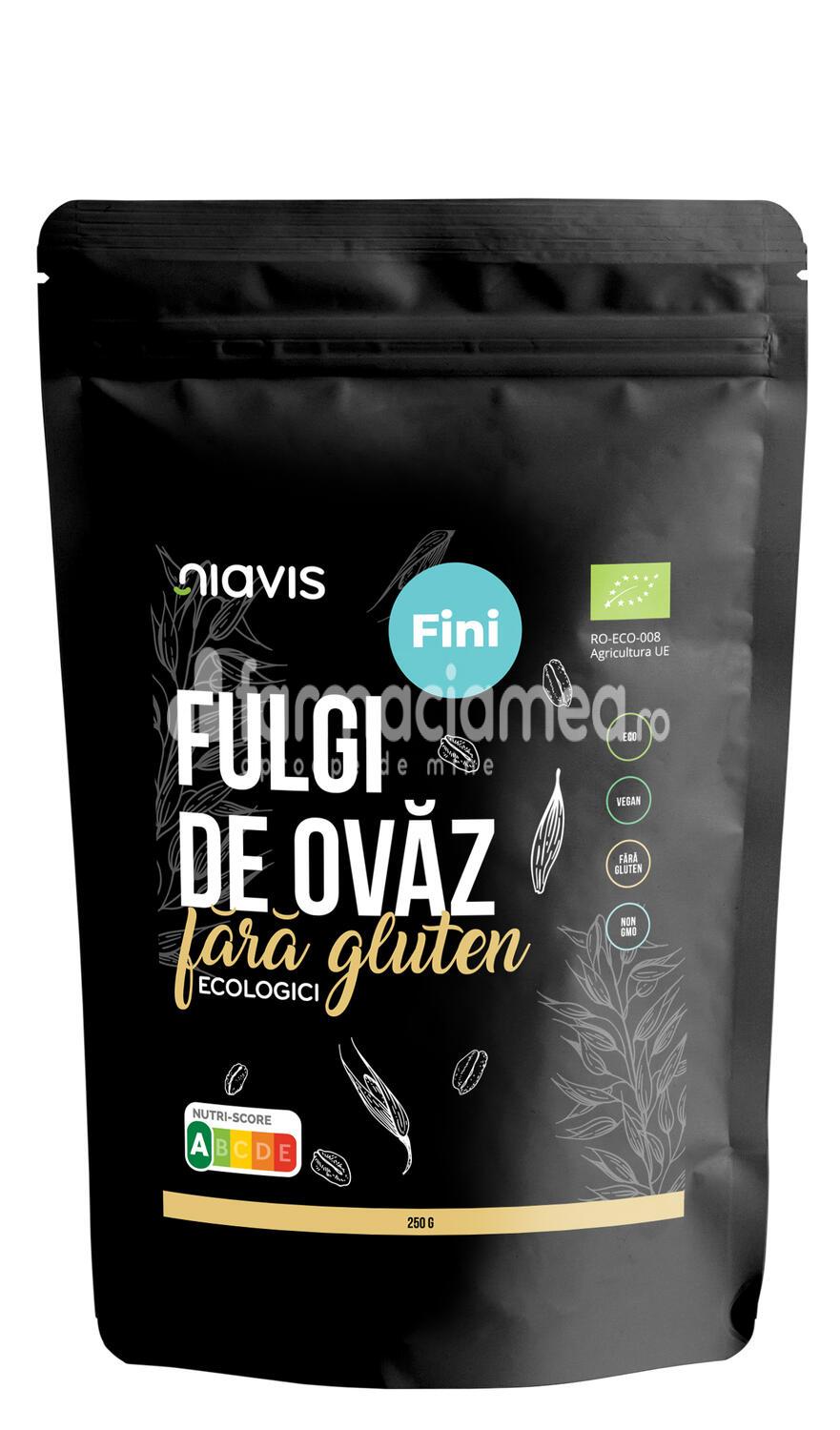 Alimente și băuturi - Niavis Fulgi de ovaz ecologici Bio fara gluten, 250 g, farmaciamea.ro