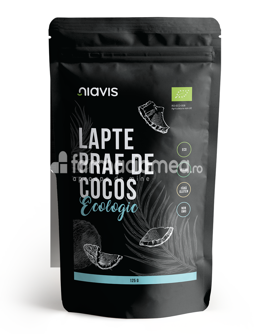 Alimente și băuturi - Niavis Lapte praf de cocos ecologic Bio, 125 g, farmaciamea.ro