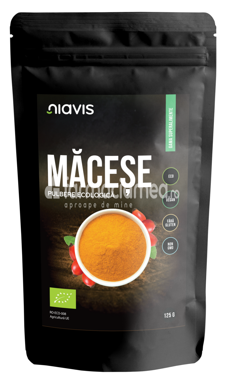 Alimente și băuturi - Niavis Macese pulbere ecologica Bio, 125 g, farmaciamea.ro