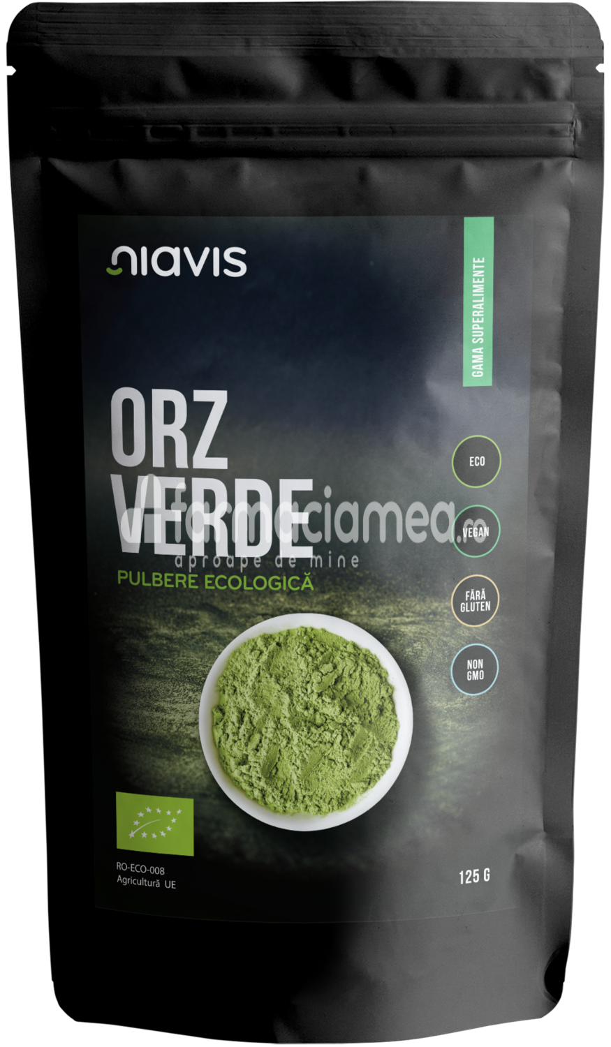 Alimente și băuturi - Niavis Orz verde pulbere ecologica Bio, 125 g, farmaciamea.ro