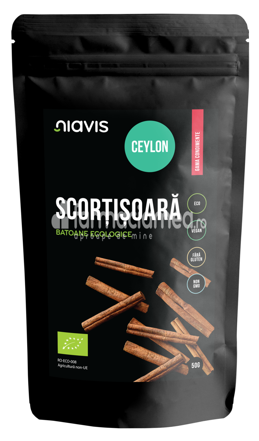 Alimente și băuturi - Niavis Scortisoara ceylon batoane ecologice Bio, 50 g, farmaciamea.ro