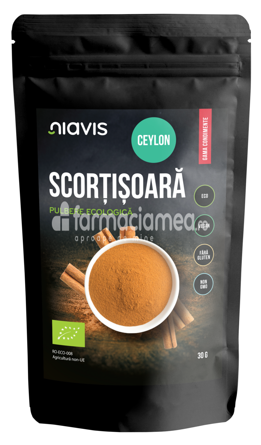 Alimente și băuturi - Niavis Scortisoara ceylon pulbere ecologica Bio, 30 g, farmaciamea.ro
