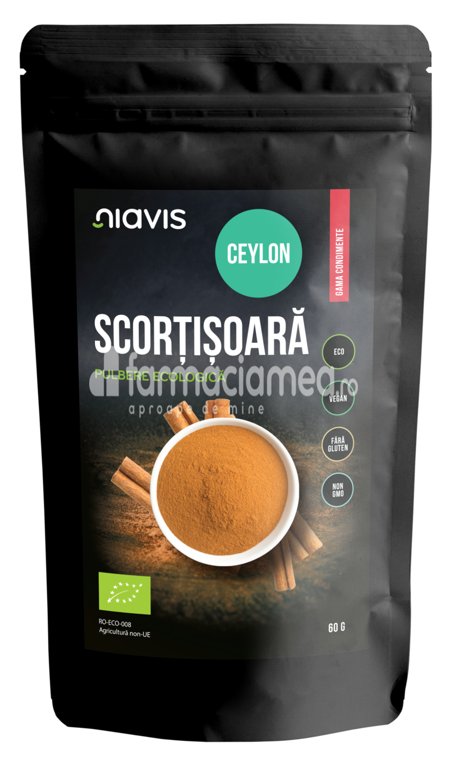 Alimente și băuturi - Niavis Scortisoara ceylon pulbere ecologica Bio, 60 g, farmaciamea.ro