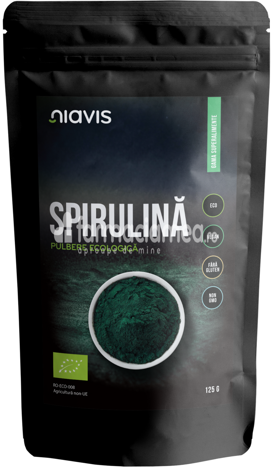 Alimente și băuturi - Niavis Spirulina pulbere ecologica Bio, 125 g, farmaciamea.ro