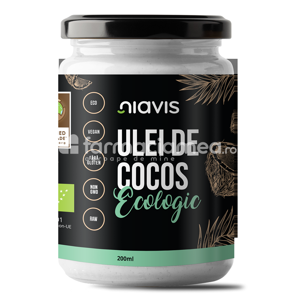 Uleiuri esențiale - Niavis Ulei de cocos extra virgin ecologic Bio, 200 ml, farmaciamea.ro