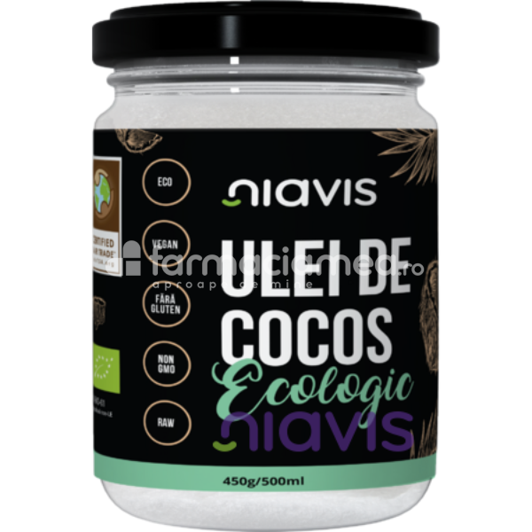 Alimente și băuturi - Ulei de cocos extra virgin ecologic Bio, 450 g/ 500 ml, Niavis, farmaciamea.ro