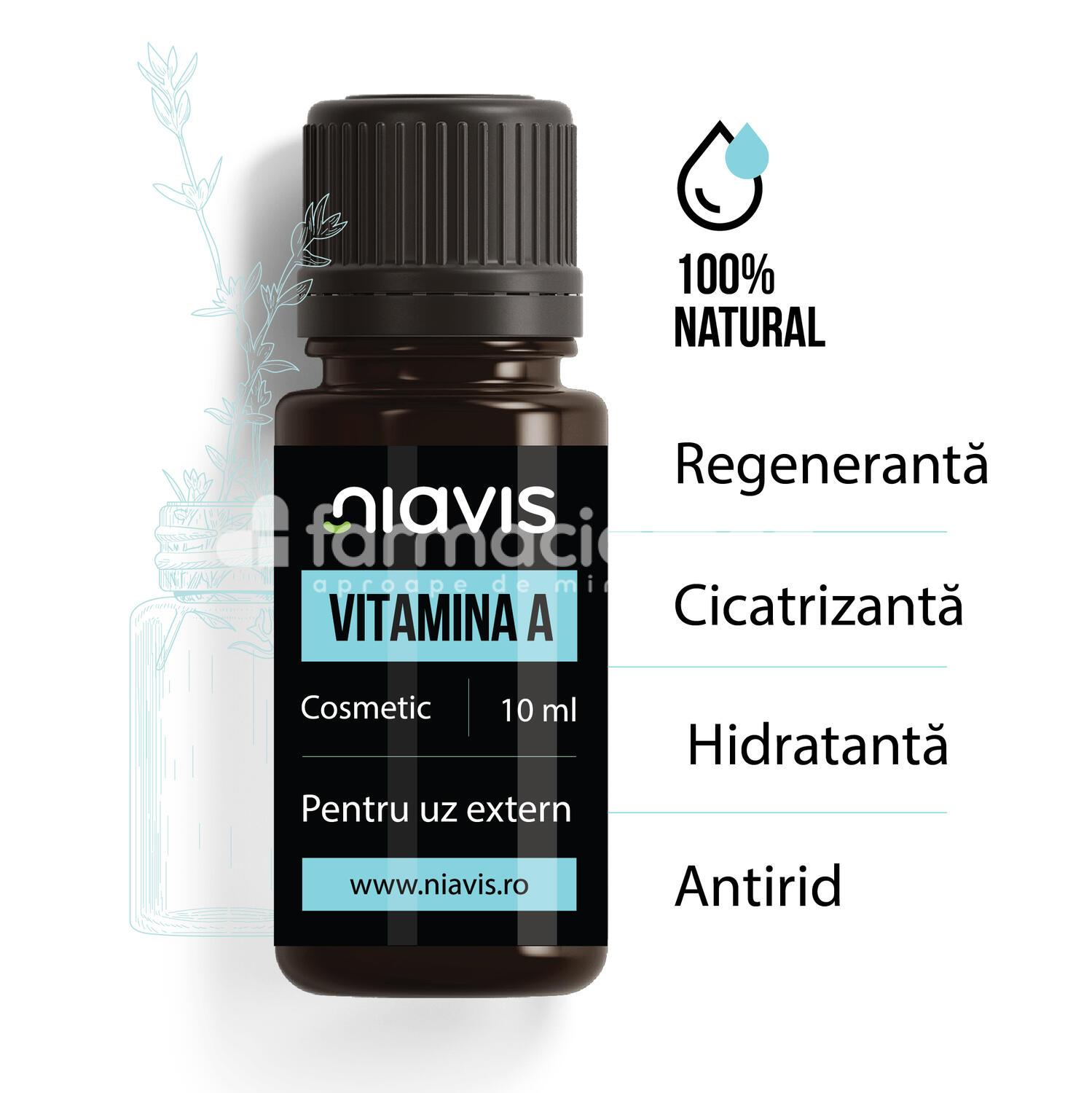 Uleiuri esențiale - Niavis Vitamina A, efect regenerant, cicatrizant si hidratant, 10 ml, farmaciamea.ro