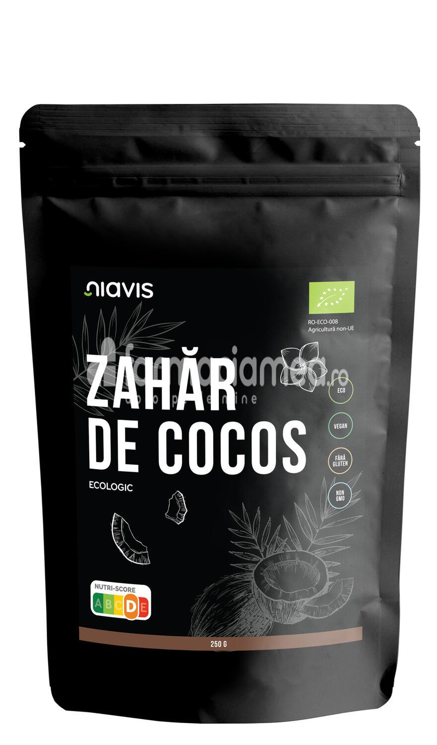 Alimente și băuturi - Niavis Zahar de cocos extra virgin ecologic Bio, 250g, farmaciamea.ro