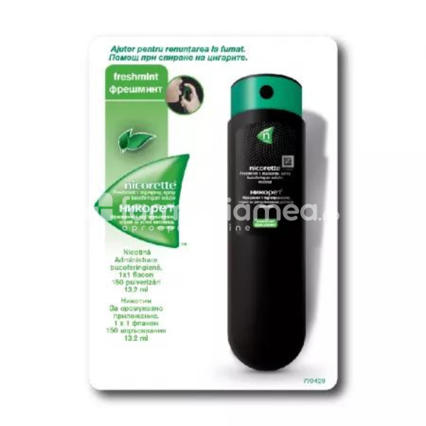Afecțiuni ale aparatului respirator OTC - Nicorette FreshMint 1mg, 13,2ml 150 pulverizari McNeil, farmaciamea.ro