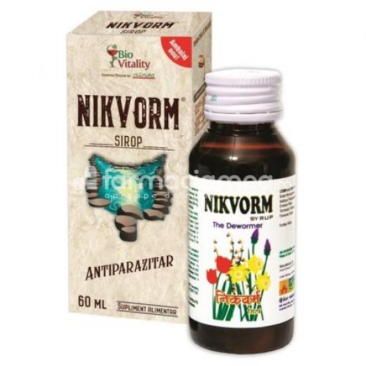 Suplimente alimentare copii - NikVorm sirop antiparazitar, 60ml, farmaciamea.ro