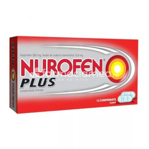 Durere OTC - Nurofen Plus, 12 comprimate filmate, Reckitt Benckiser, farmaciamea.ro