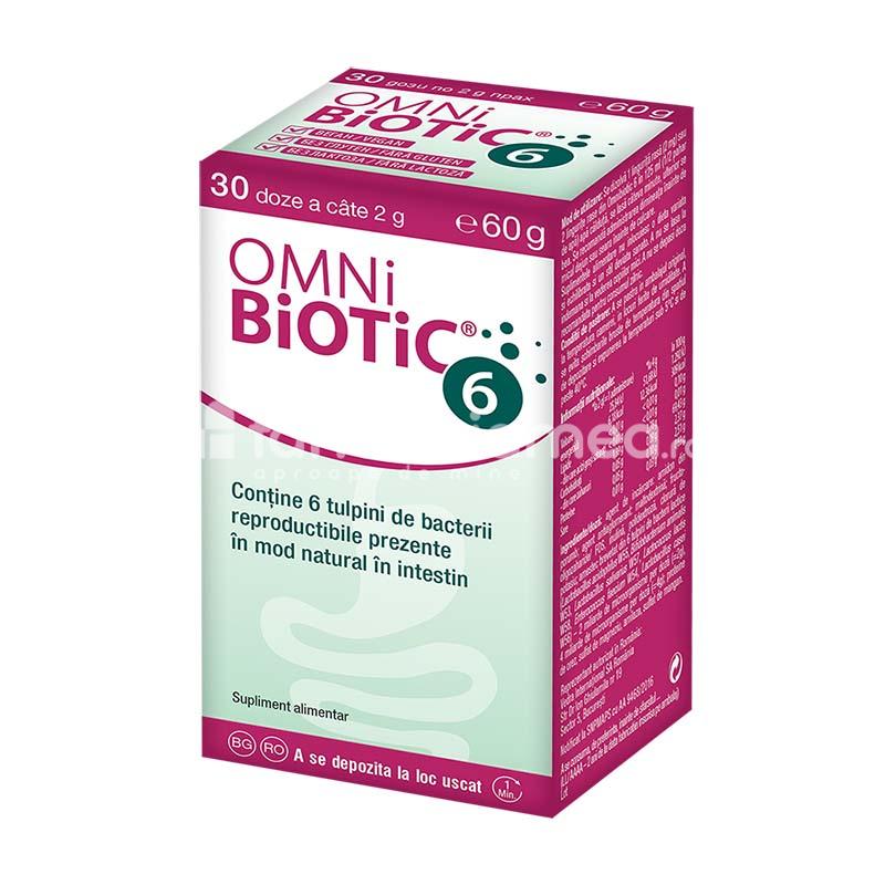 Probiotice - Omni Biotic 6, probiotic, sustime imunitatea, reechilibreaza flora intestinala, cutie cu 60 g, Institut AllergoSan, farmaciamea.ro