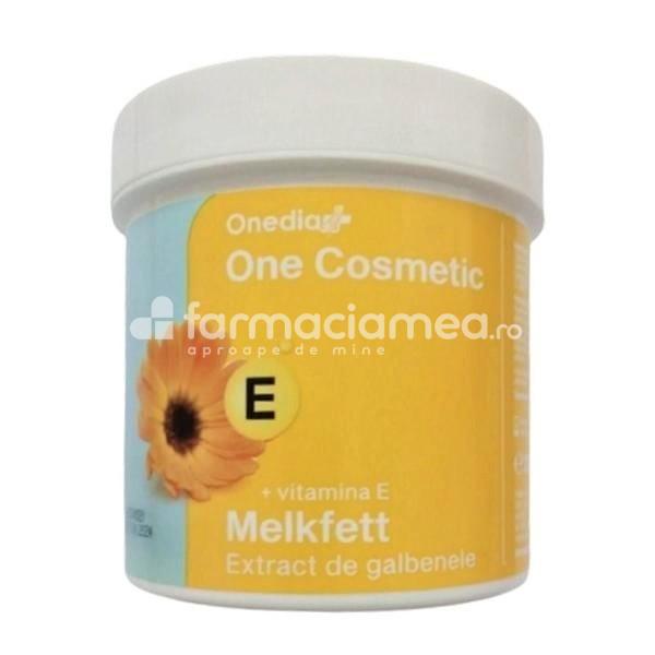 Afecțiuni ale pielii - Melkfett One Cosmetic crema de galbenele si vitamina E, hidrateaza si regenereaza, 250ml, Onedia, farmaciamea.ro