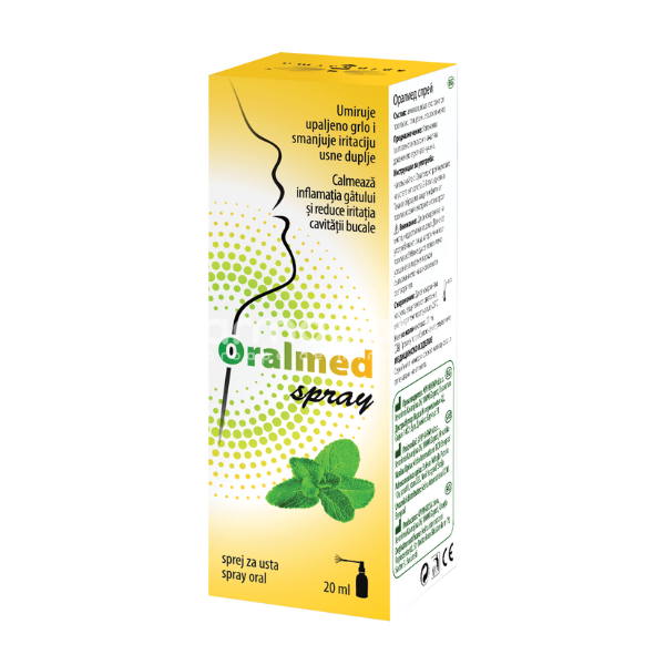 Durere gât - Oral Med spray, indicat in ameliorarea problemelor orofaringiene, 20ml, Vedra, farmaciamea.ro