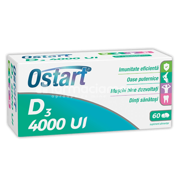 Minerale și vitamine - Ostart Vitamina D3 4000UI, 60 comprimate filmate Fiterman Pharma, farmaciamea.ro