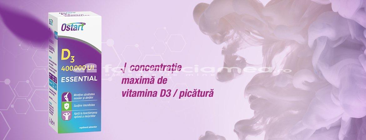 Vitamine și minerale copii - Ostart Essential D3 400000 UI picaturi, 20 ml, Fiterman Pharma, farmaciamea.ro