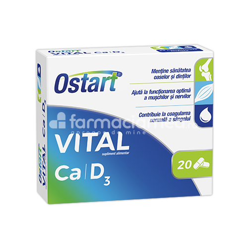 Minerale și vitamine - Ostart Vital Ca+D3 20 comprimate, Fiterman, farmaciamea.ro