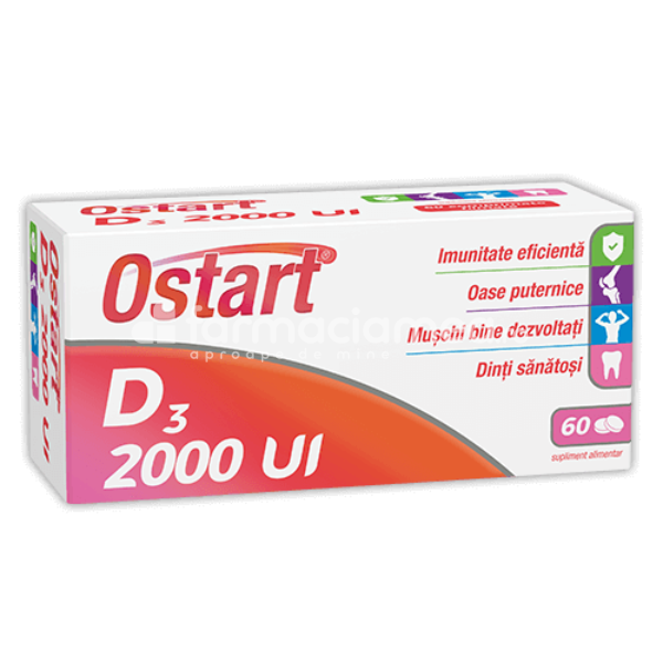 Minerale și vitamine - Ostart Vitamina D3 2000UI, 60 comprimate  filmate Fiterman Pharma, farmaciamea.ro