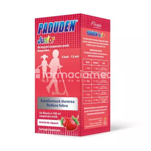 Medicamente fără prescripţie medicală - Paduden Junior 40mg/ml suspensie orala, 100 ml Terapia, farmaciamea.ro