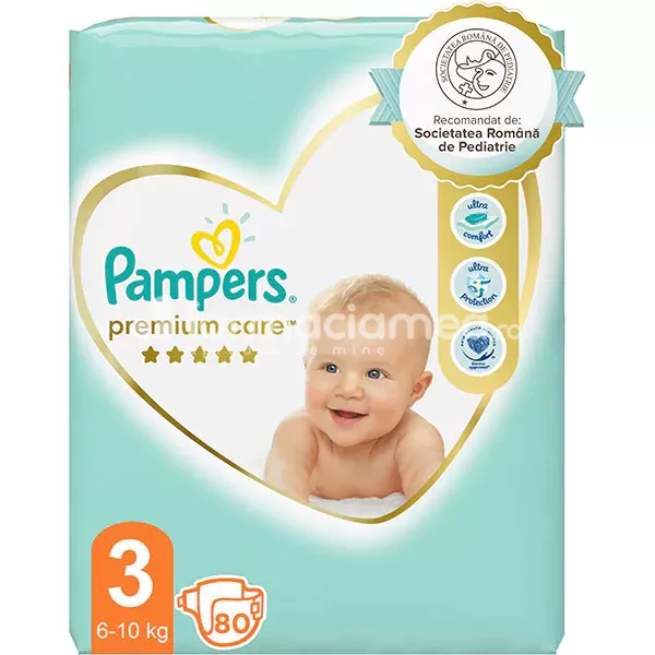 Scutece și aleze - PAMPERS 3 Premium Care 6-10kg, 80 buc, farmaciamea.ro
