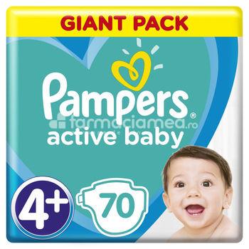 Scutece și aleze - PAMPERS 4+ Active Baby 9-16kg, 70buc, farmaciamea.ro