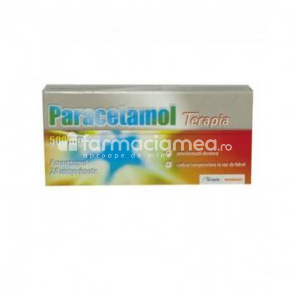 Durere OTC - Paracetamol 500mg, indicat in ameliorarea febrei si durerii, 20 comprimate, Terapia, farmaciamea.ro