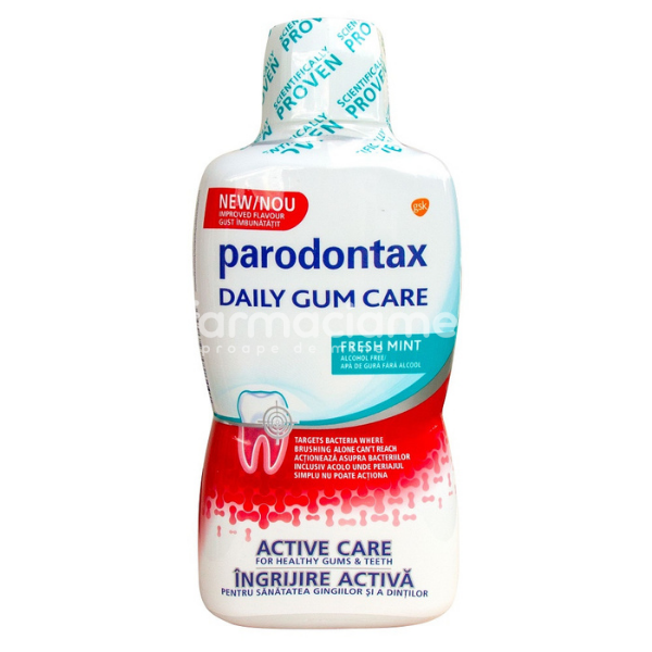 Apă de gură - Parodontax Apa de gura fara alcool Daily Gum Care Fresh Mint, 500 ml, Gsk, farmaciamea.ro
