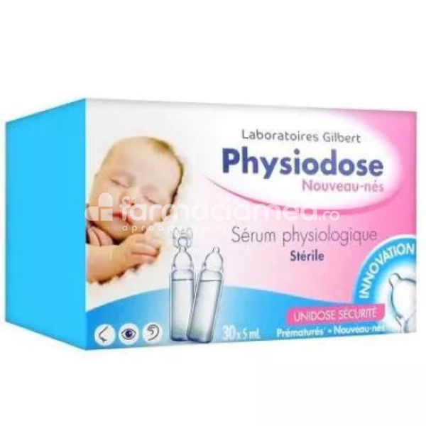 Îngrijire bebe și copil - Ser fiziologic prematuri si bebelusi Physiodose, 30 monodoze x 5 ml, Gilbert, farmaciamea.ro
