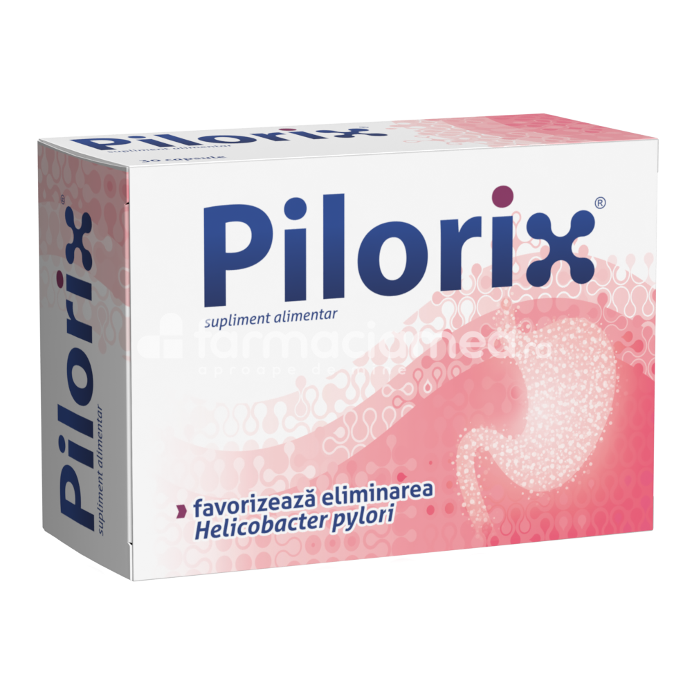 Afecțiuni ale sistemului digestiv - Pilorix, helicobacter pylori, sustine sanatatea sistemului digestiv, reduce colonizarea stomacului cu helicobacter pylori, de la 12 ani, 30 de capsule, Fiterman Pharma, farmaciamea.ro