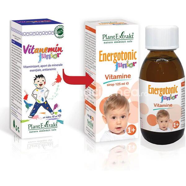 Vitamine și minerale copii - Energotonic Junior Sirop Vitamine, 125 ml, PlantExtrakt, farmaciamea.ro
