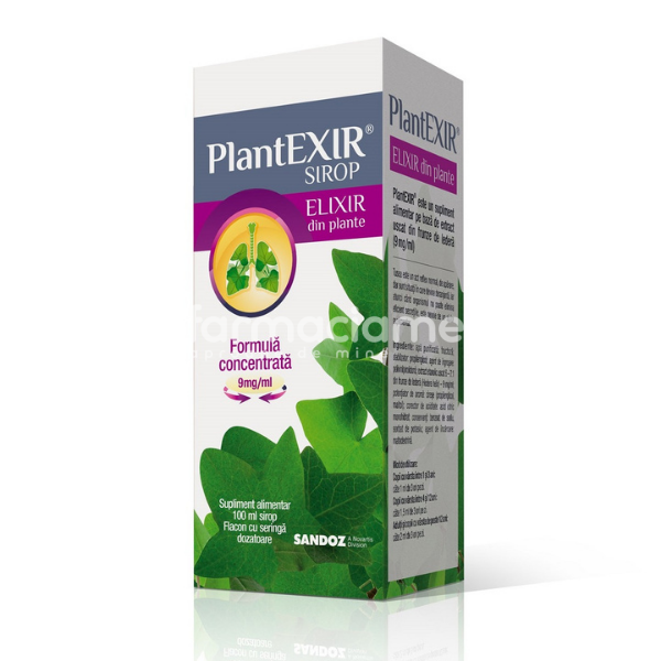 Tuse - PlantEXIR sirop, frunze de iedera, tuse, 100 ml, Sandoz, farmaciamea.ro