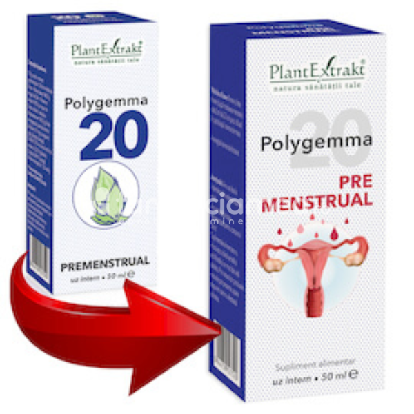 Gemoterapice complexe - Polygemma 20 Premenstrual, 50 ml, PlantExtrakt, farmaciamea.ro