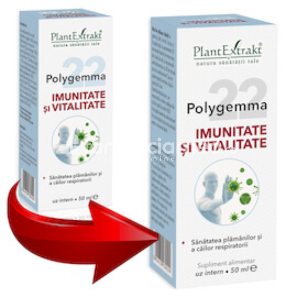 Gemoterapice complexe - Polygemma 22 Imunitate si Vitalitate, 50 ml, PlantExtrakt, farmaciamea.ro