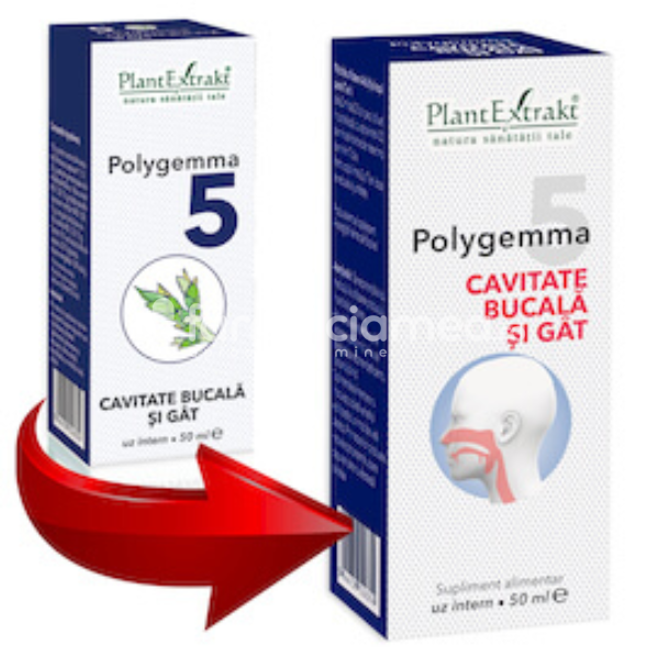 Gemoterapice complexe - Polygemma 5 Cavitate bucala si gat, 50 ml, PlantExtrakt, farmaciamea.ro