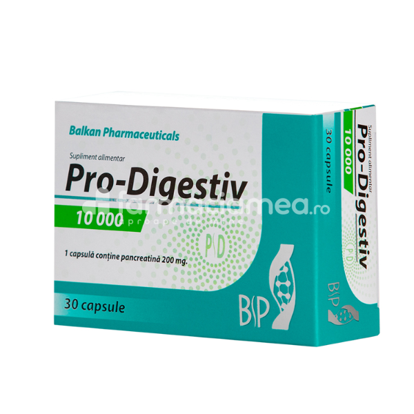 Slăbire - Pro Digestiv 10000, normalizarea digestiei, 30 comprimate, Balkan Pharmaceuticals, farmaciamea.ro