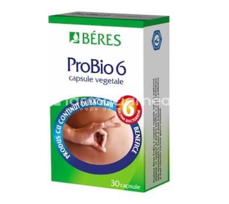Probiotice - ProBio 6 probiotice, echilibreaza flora intestinala si sanatatea sistemului digestiv, reduce intoleranta la lactoza, 30 de capsule vegetale, Beres, farmaciamea.ro