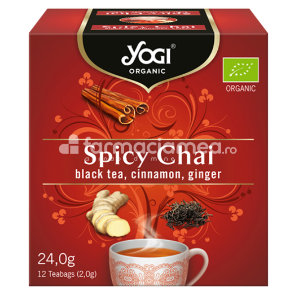 Ceaiuri - Ceai cu Mirodenii Spicy Chai Yogi, 12 plicuri Pronat, farmaciamea.ro