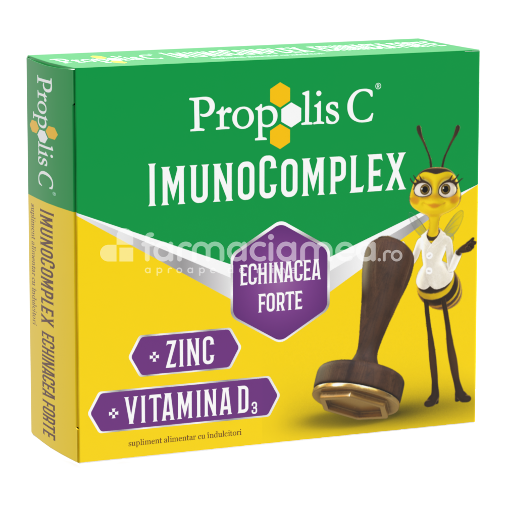 Imunitate - Propolis C ImunoComplex Echinaceea forte, 20 comprimate de supt, Fiterman Pharma, farmaciamea.ro